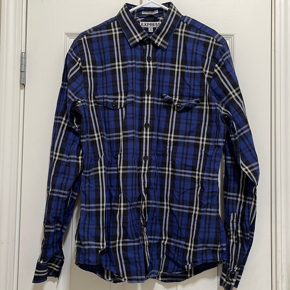 Express Fitted Blue Flanel